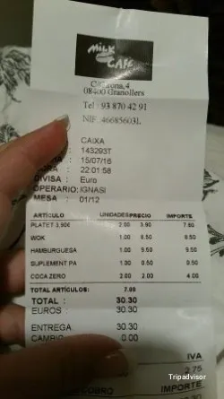 Comida rápida Milk - Cafe
